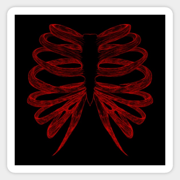 Red Rib Cage Sticker by Opalescents